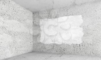 Abstract white interior of empty room with concrete walls with white paint covering  segment