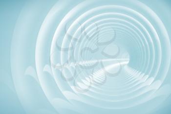 Abstract illustration with light blue bent spiral tunnel