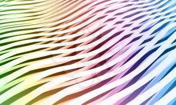 Colorful abstract wave stripes background, digital 3d illustration