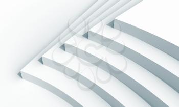 3d illustration: white abstract architecture fragment with five stairs installation