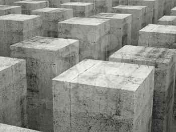Abstract construction background with array of gray concrete blocks