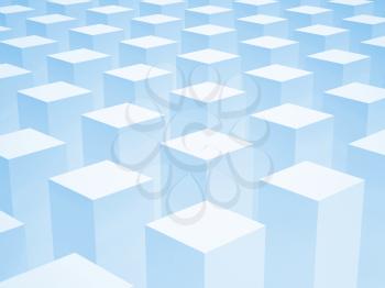 Abstract 3d background with array of identical blue boxes