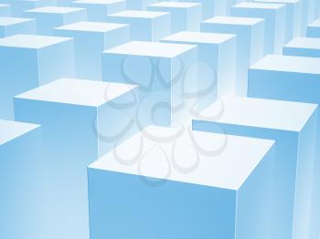 Abstract 3d background with array of blue boxes