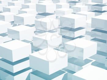 Abstract 3d background with array of blue and white boxes