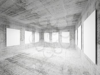 Empty art gallery concrete hall interior. Abstract 3d illustration