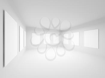 Empty white art gallery hall interior. Abstract 3d illustration