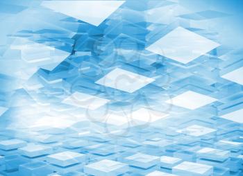 Abstract 3d digital background with light blue boxes