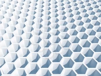Light blue honeycomb surface. 3d illustration, background texture