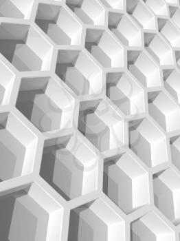 Abstract background with white honeycomb structure. 3d render illustration