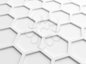 Abstract wall background with white honeycomb structure. 3d render illustration