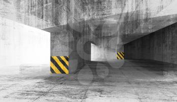 Abstract grunge concrete parking interior. 3d illustration