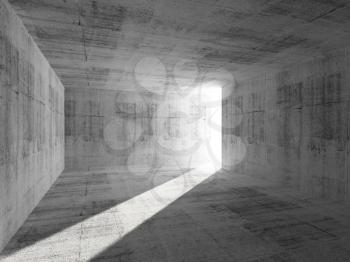 Abstract empty concrete room interior with light beam 