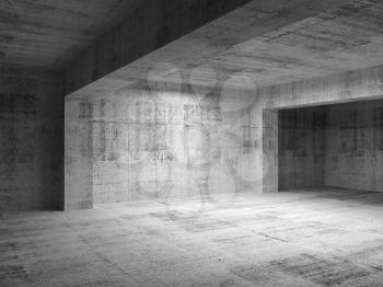 Empty abstract dark concrete room interior. 3d render illustration