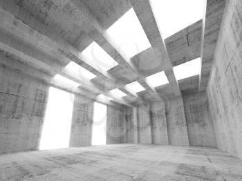 Abstract empty concrete 3d interior with lights