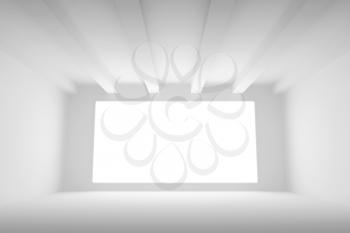 Empty white room interior with light screen. Abstract 3d background