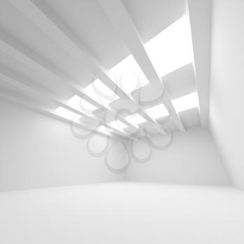 White abstract architecture background. Empty room interior with illumination