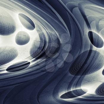 Abstract 3d geometric background with smashing fluent spheres