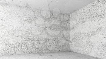 Abstract white interior of empty room with concrete walls without finishing