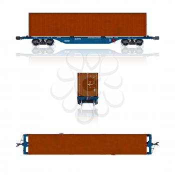 3d render illustration isolated on white: Projections of the modern container carriage