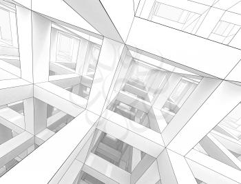 Abstract architecture background. Internal space of a modern braced construction