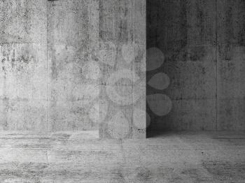 Empty dark abstract concrete room. 3d interior fragment