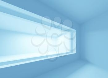 Abstract blue architecture background. Empty 3d interior with window frame