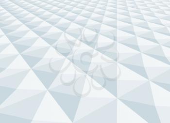 3d abstract architecture background. White square pyramidal cellular surface