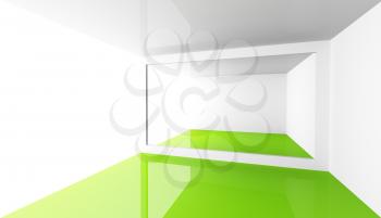 Abstract minimal architecture background. Empty white and green modern room interior