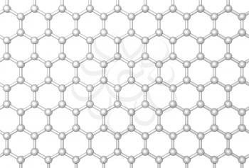 Graphene layer structure schematic model. Frontal 3d render illustration isolated on white