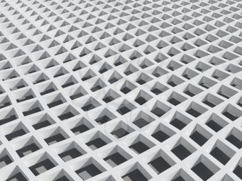 3d abstract architecture background. White square cellular bent lattice