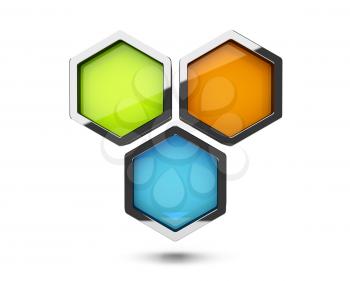 Abstract 3d colorful honeycomb design object isolated on white