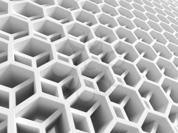 Abstract white double honeycomb structure. 3d illustration, background texture