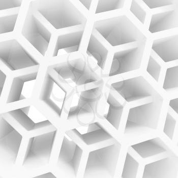 Abstract 3d architecture background with white double honeycomb structure