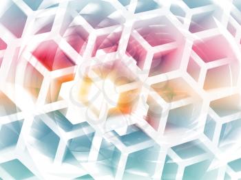 Abstract 3d colorful background with white honeycomb structure