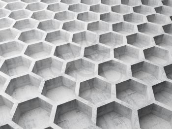 Gray concrete honeycomb structure background pattern. 3d illustration