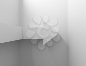 Abstract white 3d background with arrow on the wall