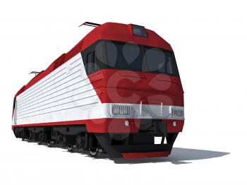 3d render illustration isolated on white: Perspective view of the modern electric locomotive