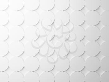 Abstract white background texture with round elements pattern. 3d render illustration