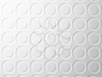 Abstract white background texture with round circles pattern. 3d render illustration