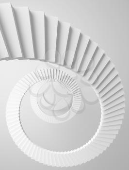 Spiral stairs perspective background. Monochrome 3d illustration