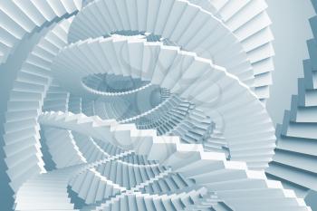 Abstract background with light blue spiral stairs maze