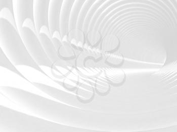 Abstract 3d illustration with white bent spiral tunnel interior