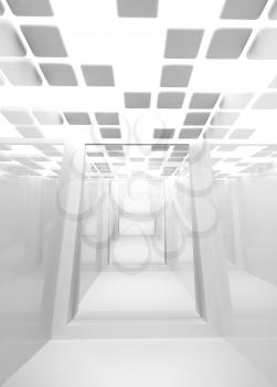 Abstract architecture background. Empty white modern corridor interior