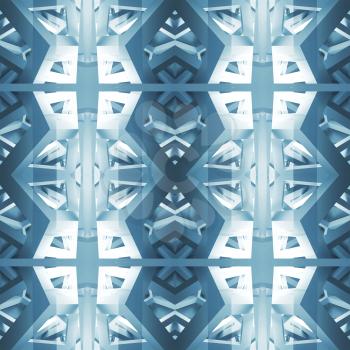 Abstract geometric seamless square pattern. Blue and white 3d background with high-tech structure