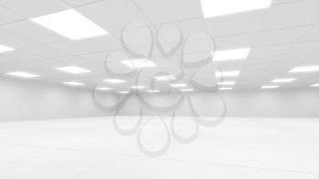 Abstract white office 3d interior with square lights