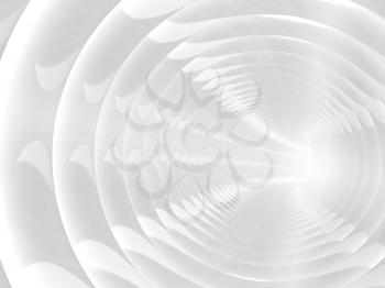 Abstract background with white bent spiral tunnel. 3d illustration
