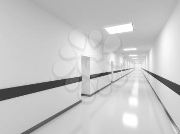 Abstract white office corridor interior. 3d render illustration