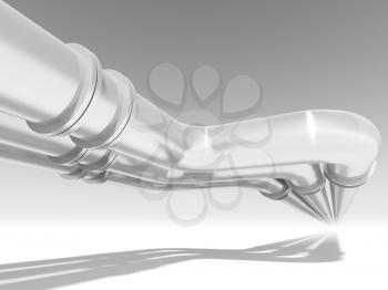 Shining metal pipeline perspective, abstract 3d illustration