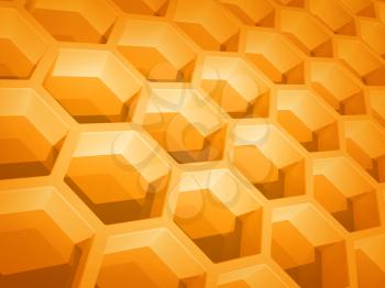 Abstract yellow honeycomb structure background. 3d render illustration