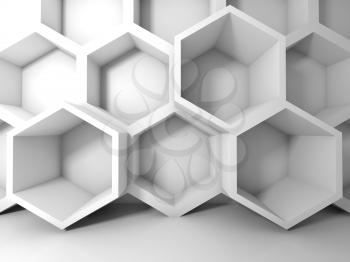 Abstract white honeycomb structure on the wall. 3d interior background